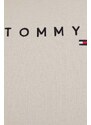 Mikina Tommy Jeans dámská, béžová barva, s kapucí, s aplikací