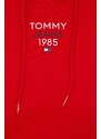 Mikina Tommy Jeans dámská, červená barva, s kapucí, s potiskem