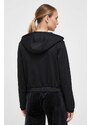 Mikina Guess ALLYCIA dámská, černá barva, s kapucí, aplikací, V4RQ02 KC3D2