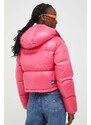 Péřová bunda Tommy Jeans dámská, růžová barva, zimní
