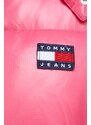 Péřová bunda Tommy Jeans dámská, růžová barva, zimní