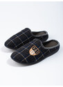 Men's black plaid slippers Shelvt