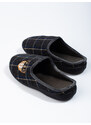 Men's black plaid slippers Shelvt