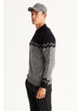 AC&Co / Altınyıldız Classics Men's Black-gray Melange Standard Fit Normal Cut Half Turtleneck Zigzag Pattern Knitwear Sweater.