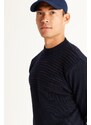 AC&Co / Altınyıldız Classics Men's Navy Blue-burgundy Standard Fit Regular Cut Half Turtleneck Knitwear Sweater