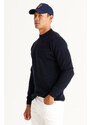 AC&Co / Altınyıldız Classics Men's Navy Blue-burgundy Standard Fit Regular Cut Half Turtleneck Knitwear Sweater