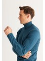 ALTINYILDIZ CLASSICS Men's Petrol Standard Fit Regular Fit Full Turtleneck Knitwear Sweater