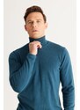 ALTINYILDIZ CLASSICS Men's Petrol Standard Fit Regular Fit Full Turtleneck Knitwear Sweater