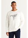 AC&Co / Altınyıldız Classics Men's Ecru Oversize Wide Cut Crew Neck Patterned Soft Textured Knitwear Sweater