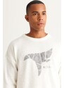 AC&Co / Altınyıldız Classics Men's Ecru Oversize Wide Cut Crew Neck Patterned Soft Textured Knitwear Sweater