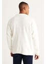 AC&Co / Altınyıldız Classics Men's Ecru Oversize Wide Cut Crew Neck Patterned Soft Textured Knitwear Sweater