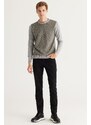 ALTINYILDIZ CLASSICS Men's Grey-Khaki Standard Fit Normal Cut, Crew Neck Patterned Knitwear Sweater.