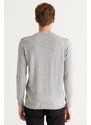 ALTINYILDIZ CLASSICS Men's Grey-Khaki Standard Fit Normal Cut, Crew Neck Patterned Knitwear Sweater.