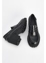 Marjin Women's Loafers Thick Heeled Casual Shoes Zumes Black.