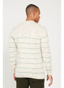 AC&Co / Altınyıldız Classics Men's Beige-Mint Standard Fit Normal Cut Crew Neck Striped Knitwear Sweater.