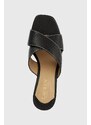 Kožené pantofle Lauren Ralph Lauren Freddi dámské, černá barva, na podpatku, 80292500000000000