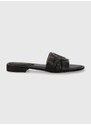 Kožené pantofle Lauren Ralph Lauren Alegra III dámské, černá barva, 8029300000000000
