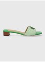 Pantofle Lauren Ralph Lauren Fay Logo dámské, zelená barva, na podpatku, 80292500000000000