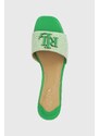 Pantofle Lauren Ralph Lauren Fay Logo dámské, zelená barva, na podpatku, 80292500000000000