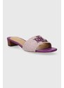 Pantofle Lauren Ralph Lauren Fay Logo dámské, fialová barva, 80292500000000000