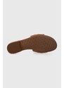 Kožené pantofle Lauren Ralph Lauren Alegra III dámské, hnědá barva, 8029300000000000