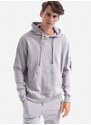 Bavlněná mikina Alpha Industries Organics Emb Hoody pánská, šedá barva, s kapucí, s aplikací, 118350.643-grey