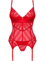 Červený korzet Obsessive Ingridia corset & thong