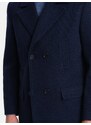 Ombre Clothing Pánský dvouřadý kabát s podšívkou - tmavě modrý V3 OM-COWC-0107