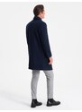 Ombre Clothing Pánský dvouřadý kabát s podšívkou - tmavě modrý V3 OM-COWC-0107