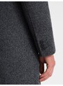 Ombre Clothing Pánský dvouřadý kabát s podšívkou - grafitová V2 OM-COWC-0107