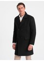 Ombre Men's double-breasted lined coat - black