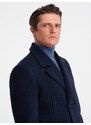 Ombre Men's double-breasted lined coat - navy blue