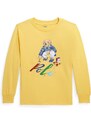 Dětská bavlněná košile s dlouhým rukávem Polo Ralph Lauren žlutá barva, s potiskem