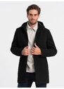 Ombre Men's insulated coat with hood and concealed zipper - black