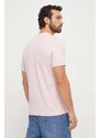 Bavlněné tričko BOSS růžová barva