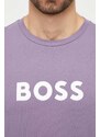 Bavlněné tričko BOSS fialová barva, s potiskem