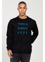 ALTINYILDIZ CLASSICS Men's Black Anti-Pilling Fabric Standard Fit Crew Neck Printed Knitwear Sweater.