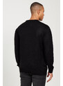 ALTINYILDIZ CLASSICS Men's Black Anti-Pilling Fabric Standard Fit Crew Neck Printed Knitwear Sweater.