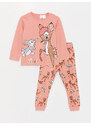 LC Waikiki Crew Neck Long Sleeve Bambi Printed Baby Girl Pajama Set