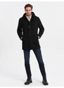 Ombre Clothing Pánský zateplený kabát s kapucí a skrytým zipem V1 OM-COWC-0110 černý