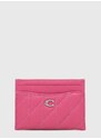 Kožené pouzdro na karty Coach Essential Card Case růžová barva