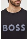 Bavlněné tričko Boss Green černá barva, s aplikací