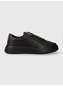 Kožené sneakers boty Calvin Klein LOW TOP LACE UP PET černá barva, HM0HM01288