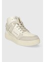 Kožené sneakers boty Calvin Klein Jeans BASKET CUPSOLE MID LTH ML FAD béžová barva, YM0YM00883