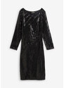 bonprix Úpletové šaty s pajetkami Černá