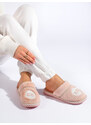 Pink women's slippers with Fur Shelvt