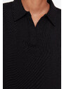 Trendyol Black Regular/Regular Fit Polo Collar, Thin, Knitted Tracksuit Set