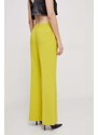 Kalhoty Dkny dámské, žlutá barva, široké, high waist, UK3PX024