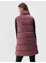 Dámská péřová vesta s výplní ze syntetického peří 4FAW23TVESF076-53S tmavě růžová - 4F