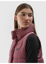 Dámská péřová vesta s výplní ze syntetického peří 4FAW23TVESF076-53S tmavě růžová - 4F